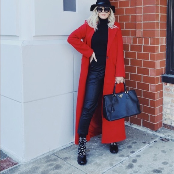 red midi coat